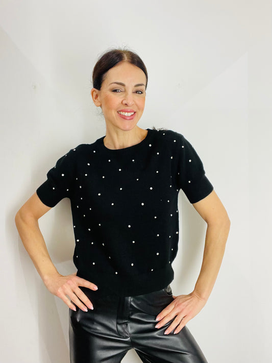 MAGLIA MEZZA MANICA CON STRASS